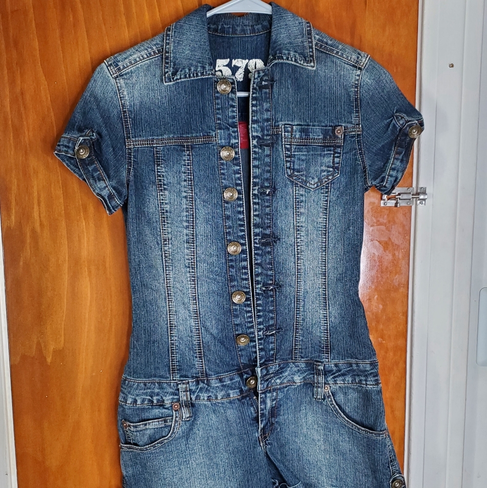 Y2K Vintage 579 Blue Jean Romper